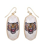 Tiger Square Epoxy Hexagon Earrings