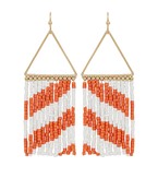 Triangle Seed Bead Tassel Earrings in Orange and White-Lemons and Limes Boutique