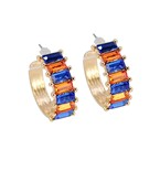 Baguette Glass Hoops in Orange and and Sapphire