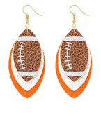 Layered Football Orange and White Dangle Earring--Lemons and Limes Boutique