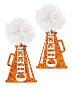 Glitter Megaphone and Pompom Dangle Earrings in Orange and White-Lemons and Limes Boutique