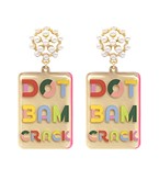 Mahjong Printed Dot Bam Crack Drop Earrings