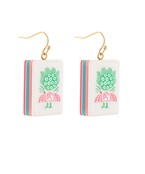 Mahjong Dangle Earrings in Peacock and Green