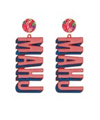 MAHJ Mahjong & Glass Earrings in Fuchsia