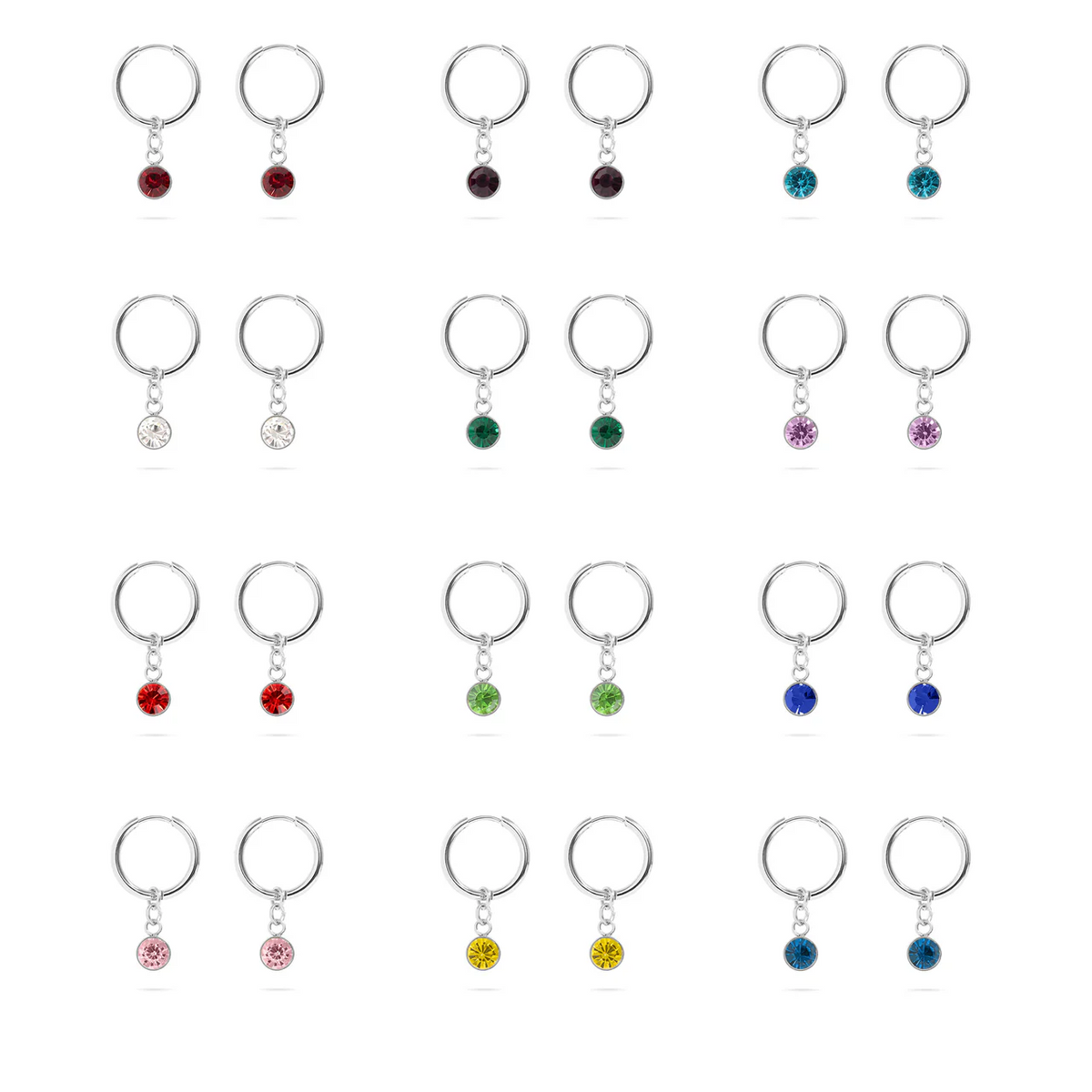 Stainless Steel Birthstone Huggie Earrings