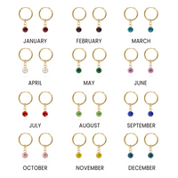 18K Gold PVD Birthstone Huggie Earrings