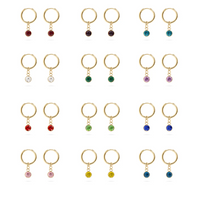 18K Gold PVD Birthstone Huggie Earrings