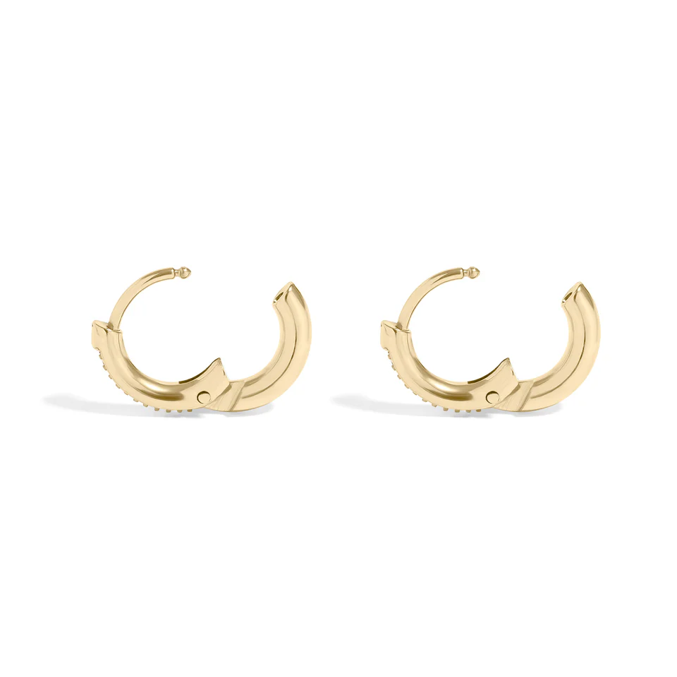 18K Gold PVD Stainless Steel CZ Stone Huggie Earrings