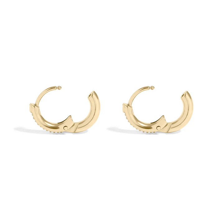 18K Gold PVD Stainless Steel CZ Stone Huggie Earrings