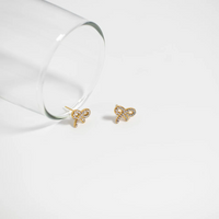 18K Gold PVD Stainless Steel Stone Bow Earrings