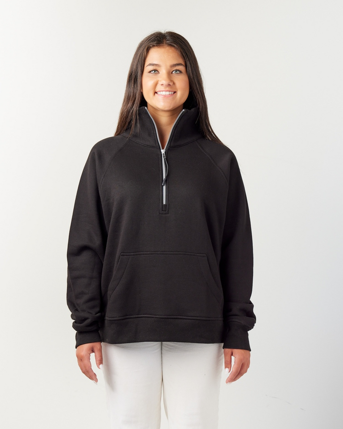Signature Half Zip Fleece Pullover in Black-Lemons and Limes Boutique