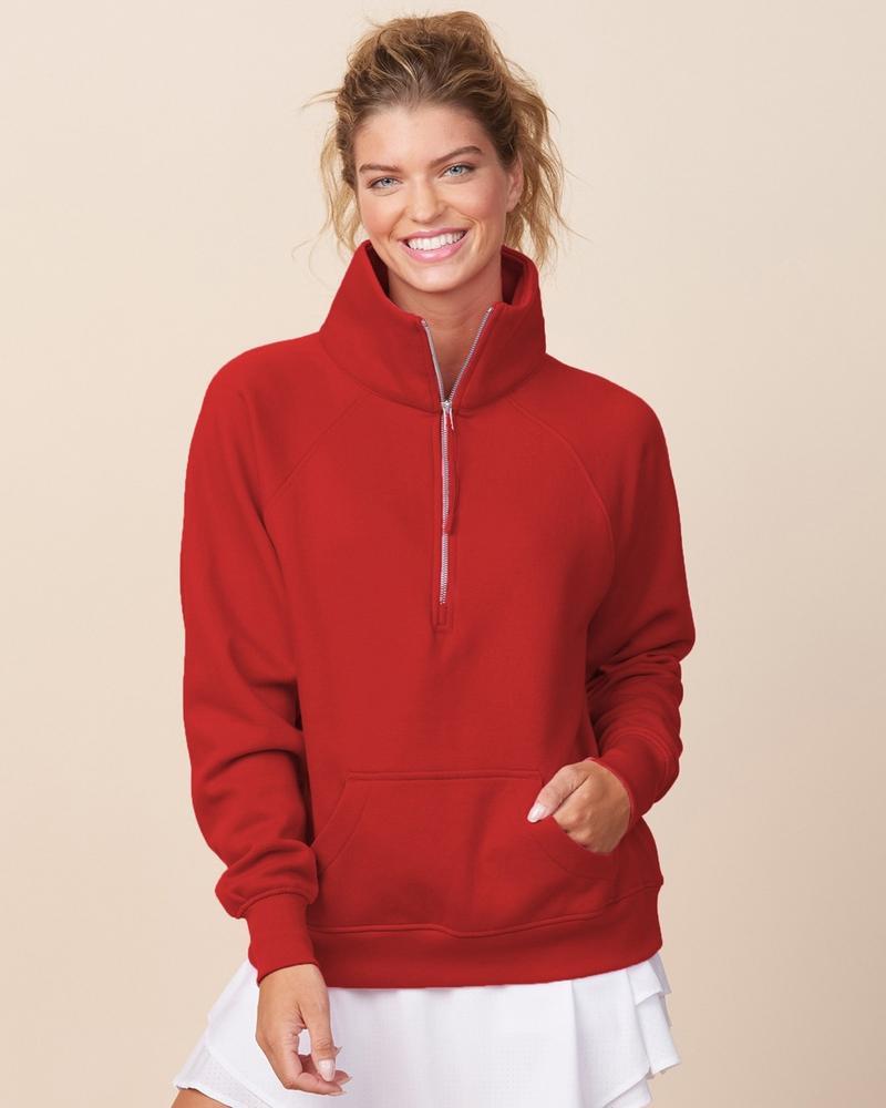 Signature Half Zip Fleece Pullover in Red-Lemons and Limes Boutique