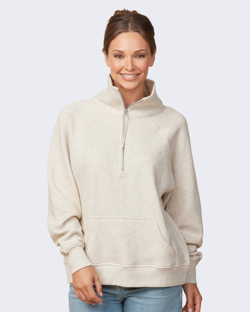 Signature Half Zip Fleece Pullover in Oatmeal Heather-Lemons and Limes Boutique