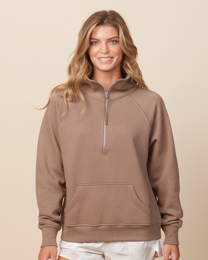 Signature Half Zip Fleece Pullover in Brown Sugar-Lemons and Limes Boutique