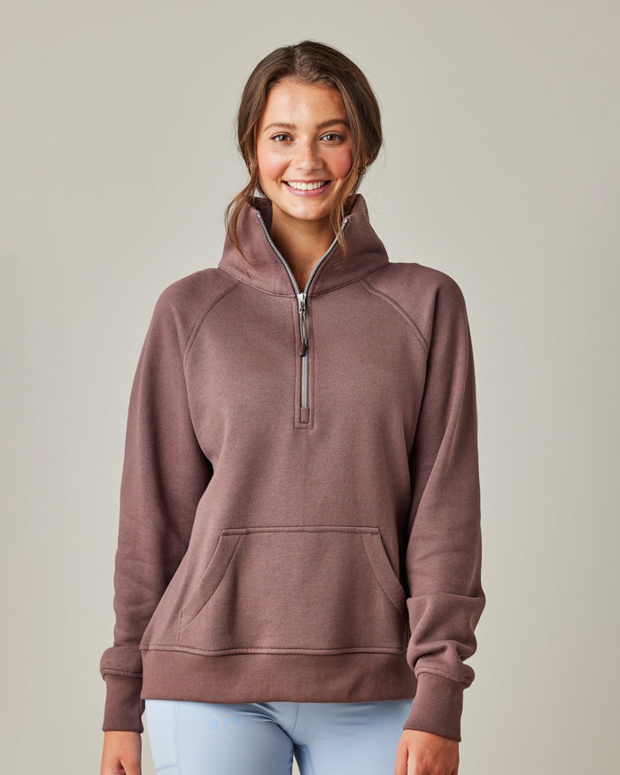 Signature Half Zip Fleece Pullover in Java-Lemons and Limes Boutique