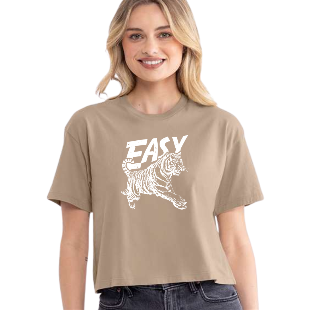 Easy Tiger Crop T-Shirt on Tan-Lemons and Limes Boutique