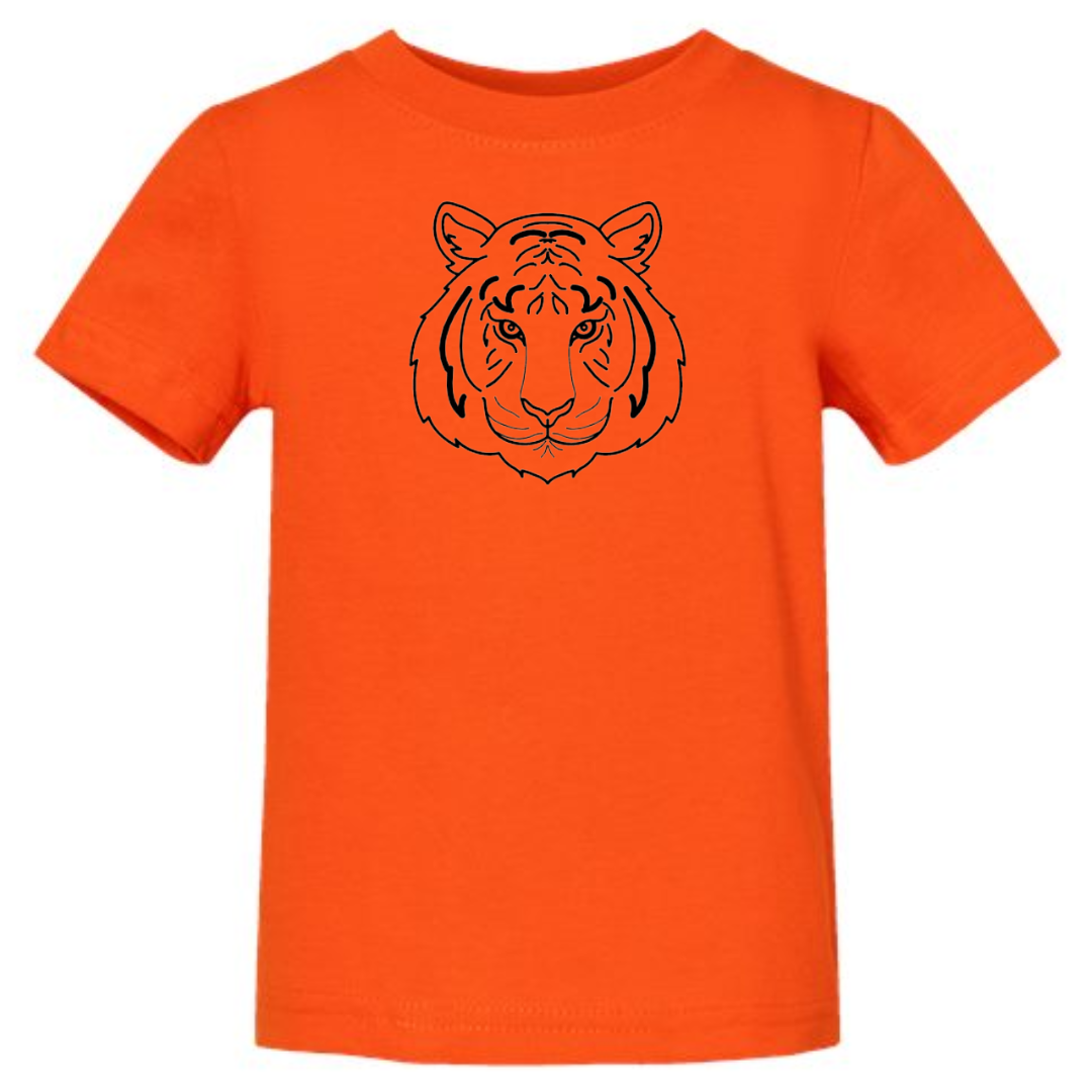 Tiger Face Black T-Shirt on Orange-INFANT-Graphic Tees-Lemons and Limes Boutique