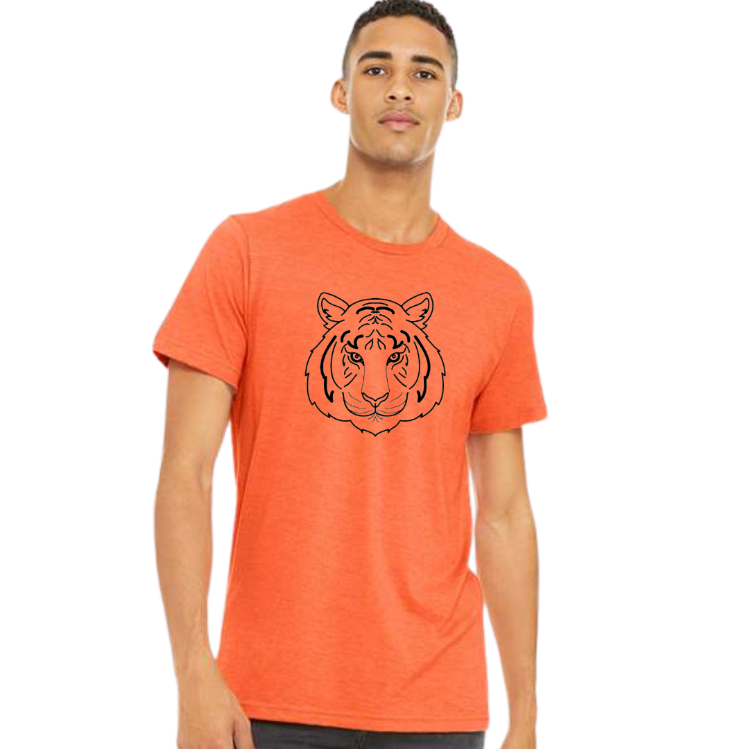 Black Tiger Face T-Shirt on Heather Orange-Lemons and Limes Boutique