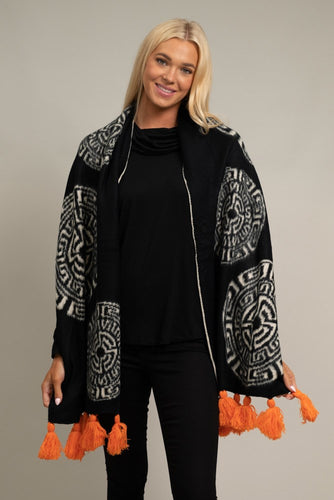 Reversible Wrap with Tassels in Circle-Lemons and Limes Boutique