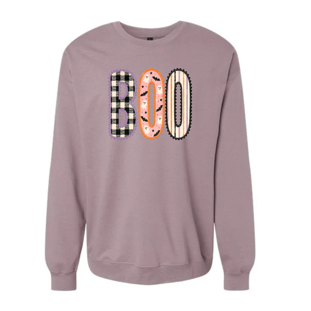 BOO on Lilac Crewneck