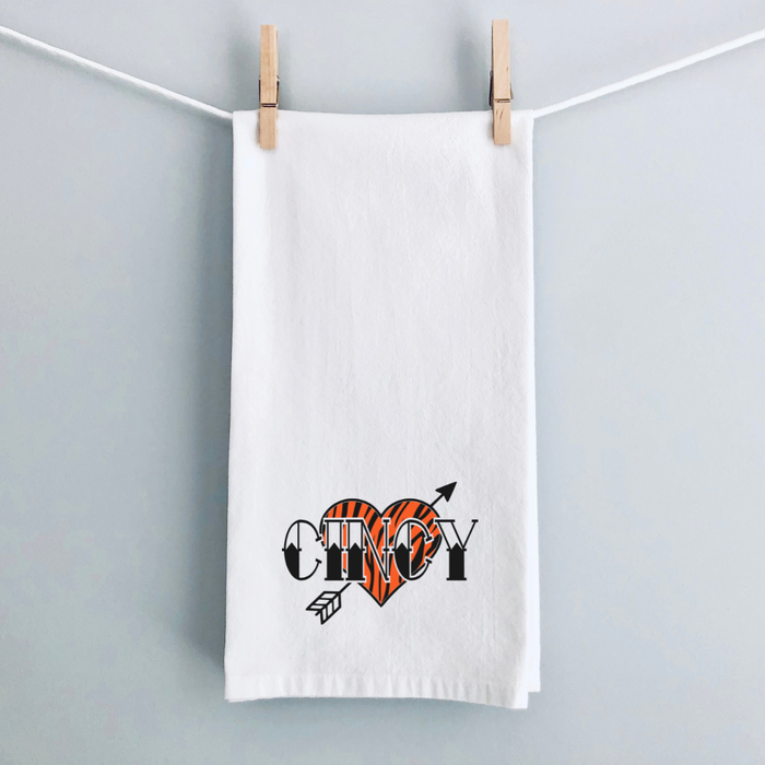CiNCY Arrow and Heart on White Towel-Lemons and Limes Boutique