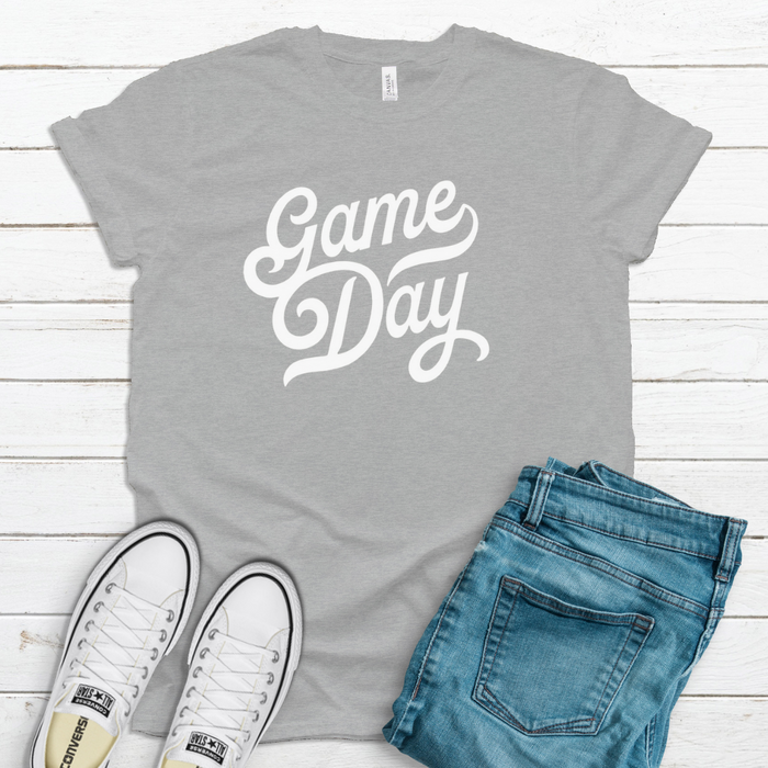 Game Day Script T-Shirt (Multiple Colors Available)-Athletic Grey-XS-Lemons and Limes Boutique