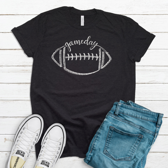 Game Day Football T-Shirt (Multiple Colors Available)-Heather Black-XS-Lemons and Limes Boutique