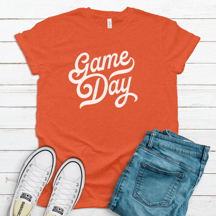 Game Day Script T-Shirt (Multiple Colors Available)-Orange-XS-Lemons and Limes Boutique