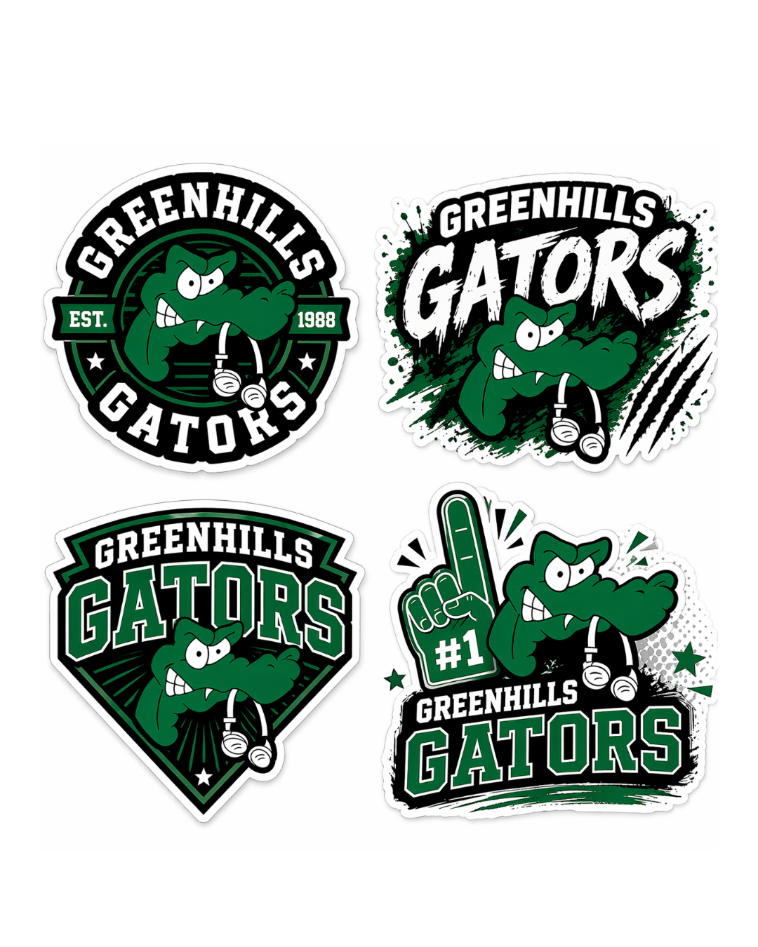 Green Hills Gator Sticker Sheet