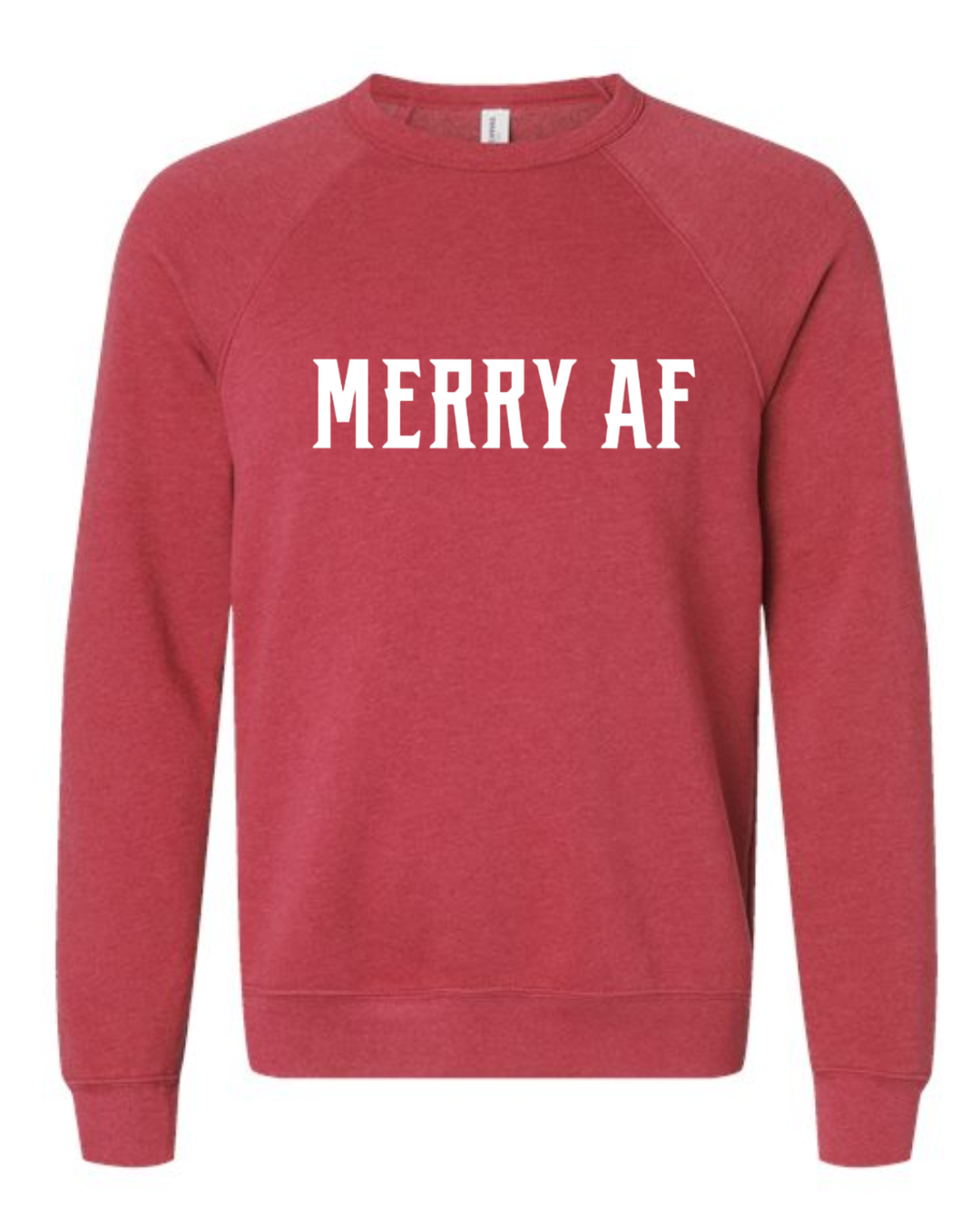 Merry AF Sponge Fleece Crewneck on Heather Red-Lemons and Limes Boutique