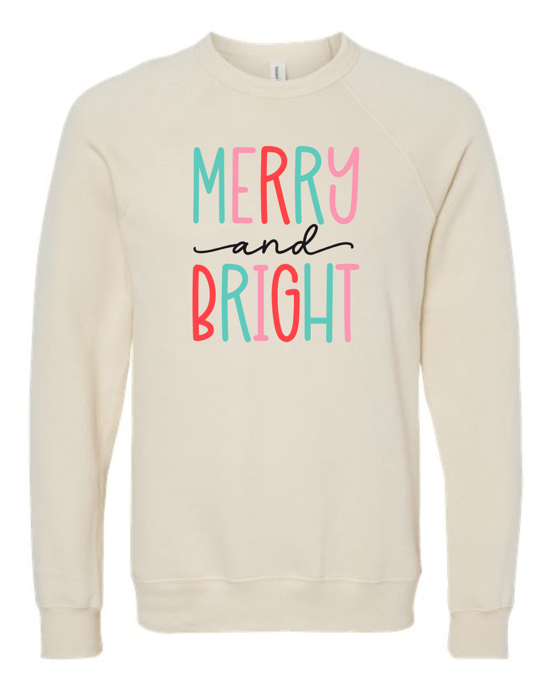 (retired design) Merry and Bright Sweatshirt on Natural Sponge Fleece Crewneck-Lemons and Limes Boutique