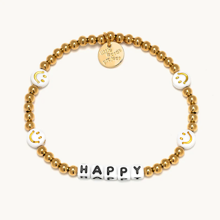 Happy Bracelet in Gold Little Words Project--Lemons and Limes Boutique