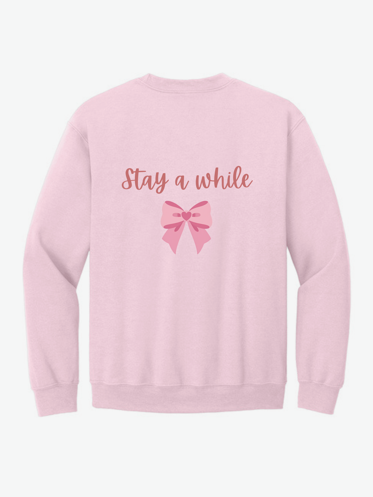 Bow & Hearts Crewneck Sweatshirt on Pink