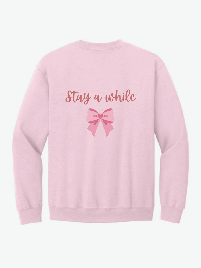 Bow & Hearts Crewneck Sweatshirt on Pink