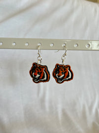 Handmade Cincinnati Bengal Tiger Dangle Earrings--Lemons and Limes Boutique