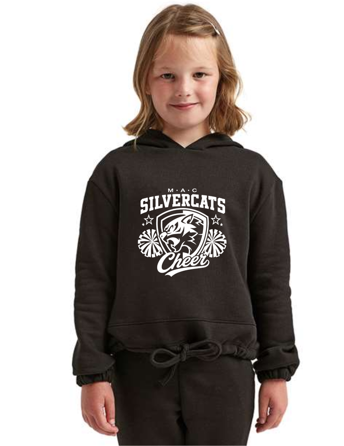 Silvercats Cheer in White Glitter on Fashion Hoodie in Black - Adult and Youth
