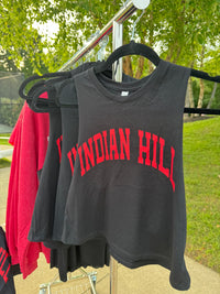Curved Red Indian Hill on Black Muscle Tank