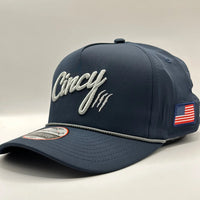 True Fit Rope Hat in Navy with Silver Logo by The Cincy Hat--Lemons and Limes Boutique