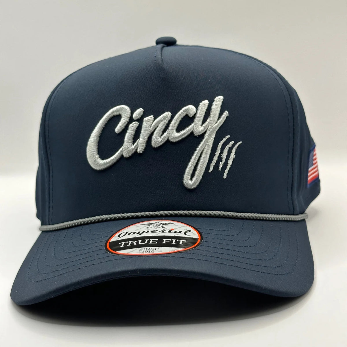 True Fit Rope Hat in Navy with Silver Logo by The Cincy Hat--Lemons and Limes Boutique