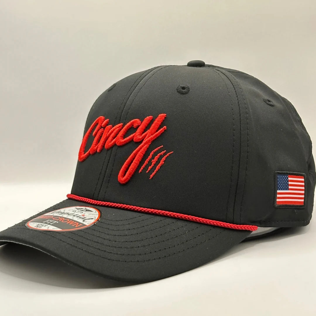 Mid Crown in Black with Red Logo by The Cincy Hat-Lemons and Limes Boutique