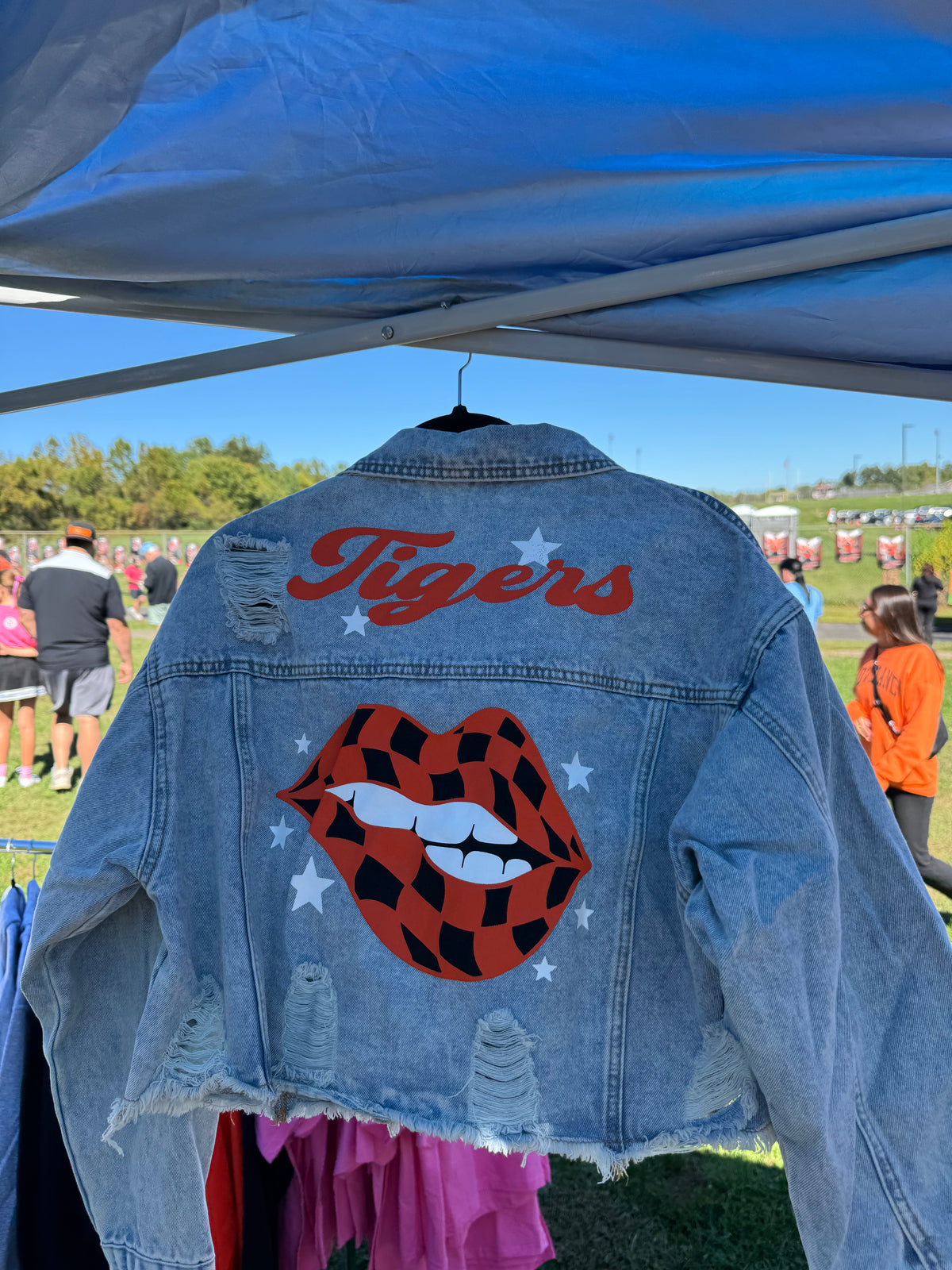 Tigers Orange and Black Checkered Lips