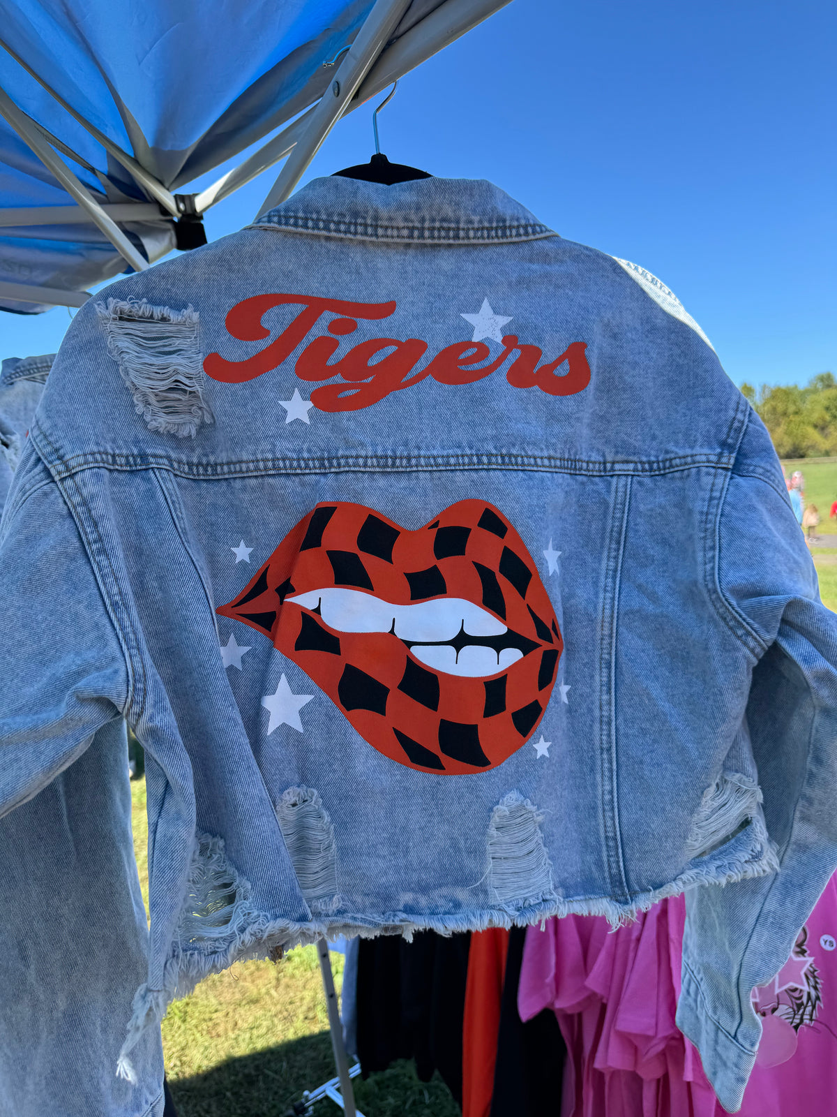 Tigers Orange and Black Checkered Lips
