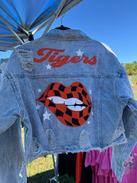 Tigers Orange and Black Checkered Lips
