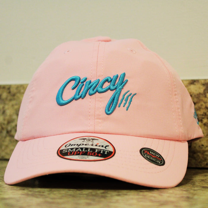 Ponytail Hat in Pink & Aqua by The Cincy Hat--Lemons and Limes Boutique