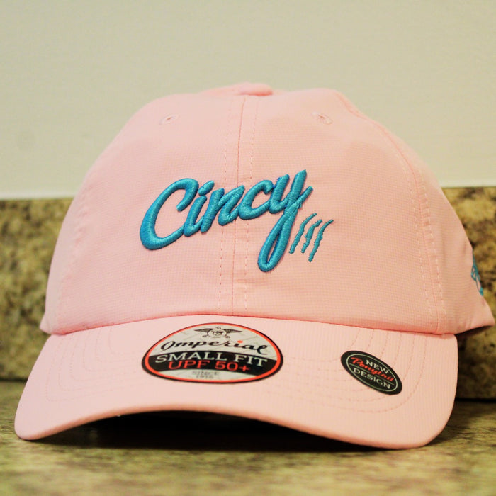 Ponytail Hat in Pink & Aqua by The Cincy Hat--Lemons and Limes Boutique