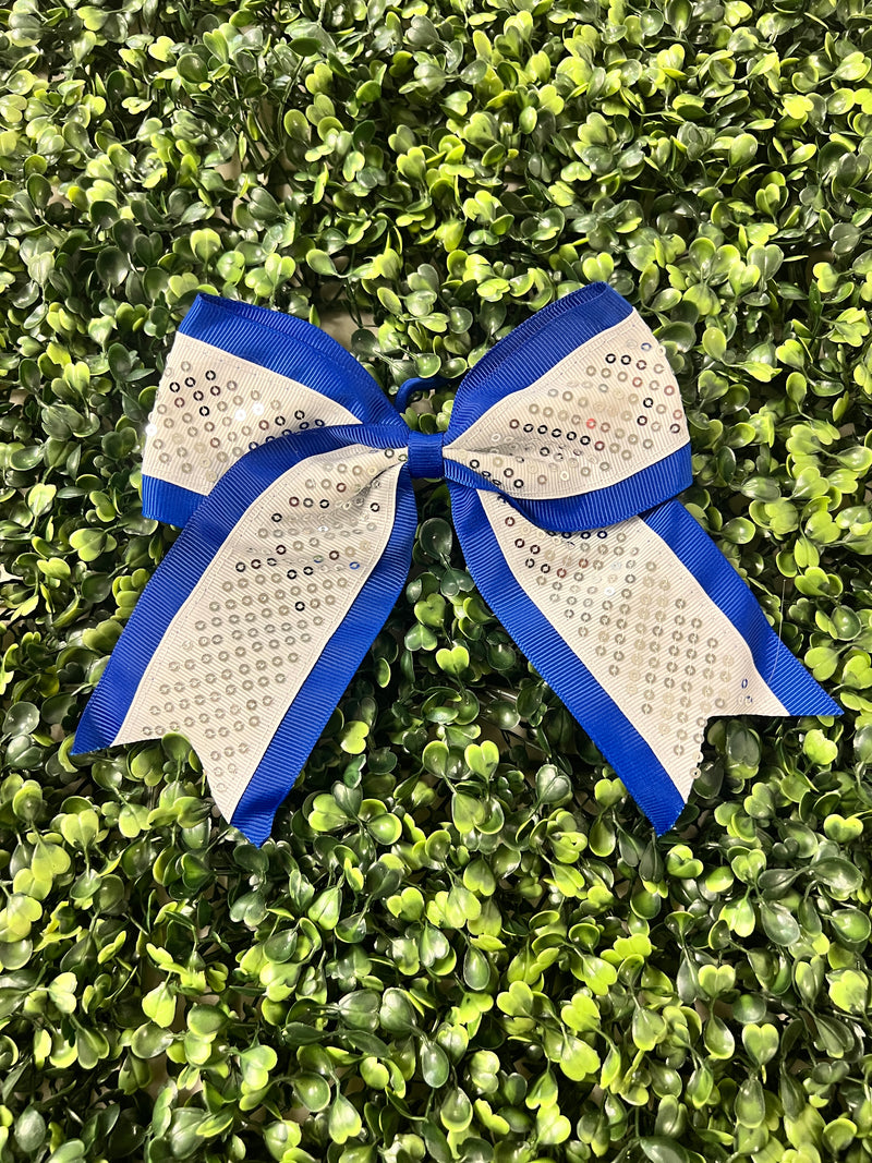 Blue, White and Silver Hair Bow--Lemons and Limes Boutique