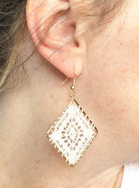 Lace Diamond Dangle Earrings-Dangle Earrings-Lemons and Limes Boutique