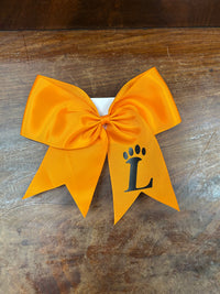 Loveland Paw Printed Grosgrain Hair Bow-Orange with Black L Paw-Lemons and Limes Boutique