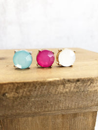 Bauble Stud Earrings-Stud Earrings-Milk Glass (Round)-Lemons and Limes Boutique