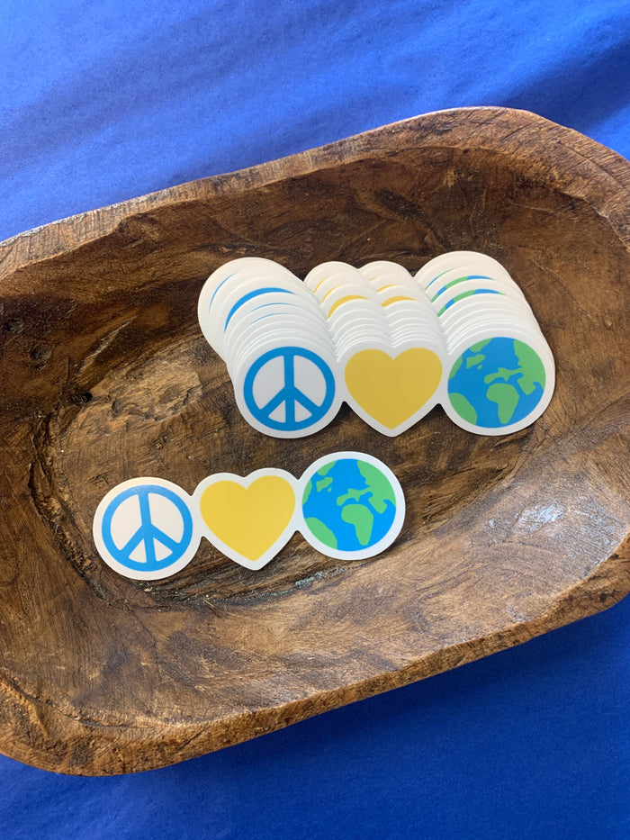 Peace Love World Sticker--Lemons and Limes Boutique